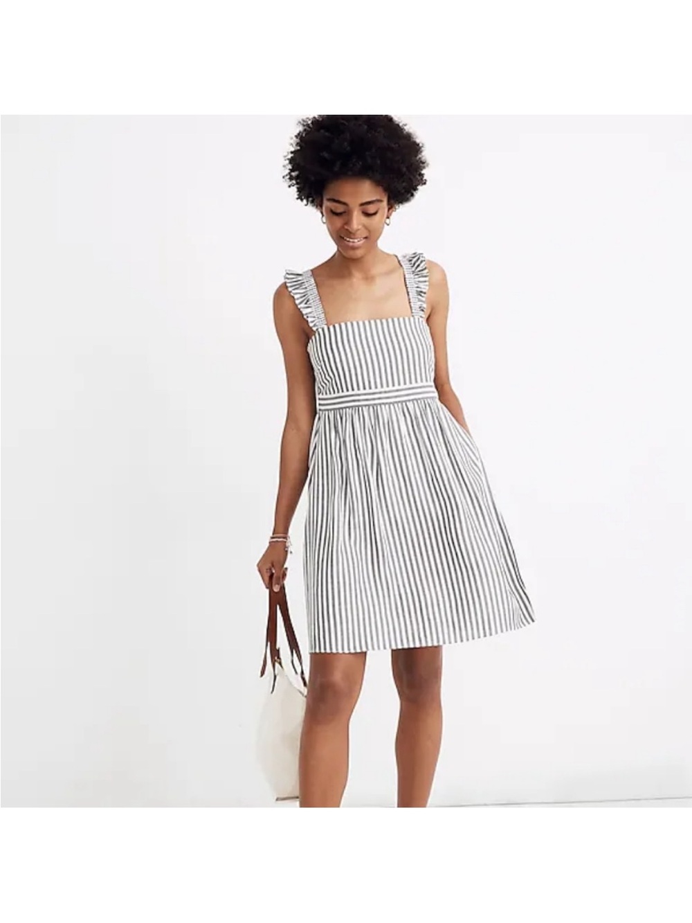 Madewell sz 4 Striped Ruffle Strap Mini Dress summer sundress preppy
coastal - Picture 16 of 16